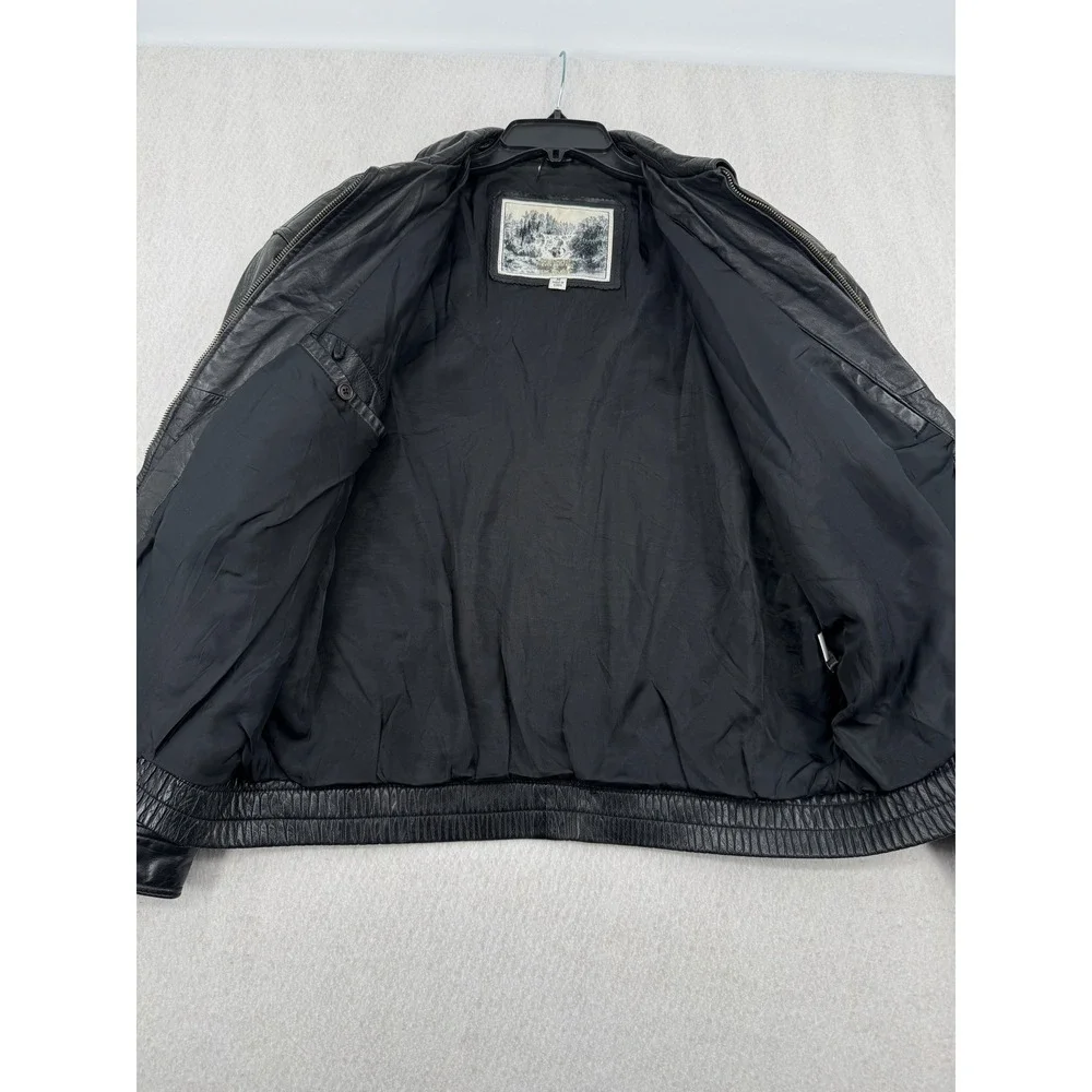 Vintage Luis Alvear Black Genuine Leather Bomber Jacket Men Medium Made in Korea